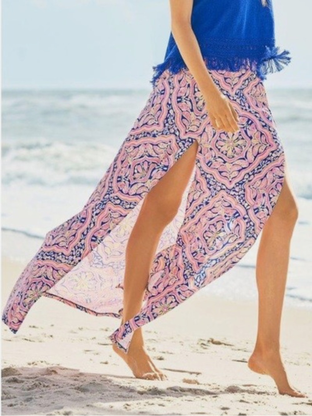 Lilly Pulitzer Ersi Maxi Spilt-Front Pull-On Skirt Multi Can't Resist